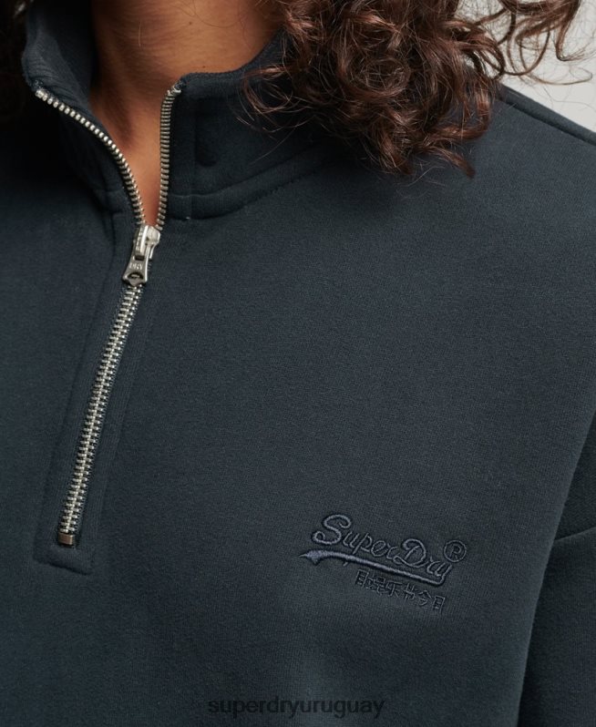 uy Superdry mujer sudadera con cuello tunecino y logo vintage de algodón orgánico Armada DT2N8Z6649 ropa