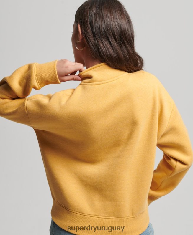 uy Superdry mujer sudadera con cuello tunecino y logo vintage de algodón orgánico amarillo DT2N8Z3372 ropa