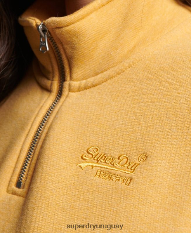 uy Superdry mujer sudadera con cuello tunecino y logo vintage de algodón orgánico amarillo DT2N8Z3372 ropa