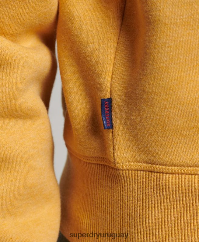 uy Superdry mujer sudadera con cuello tunecino y logo vintage de algodón orgánico amarillo DT2N8Z3372 ropa