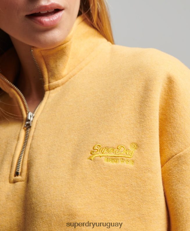 uy Superdry mujer sudadera con cuello tunecino y logo vintage de algodón orgánico amarillo DT2N8Z3471 ropa