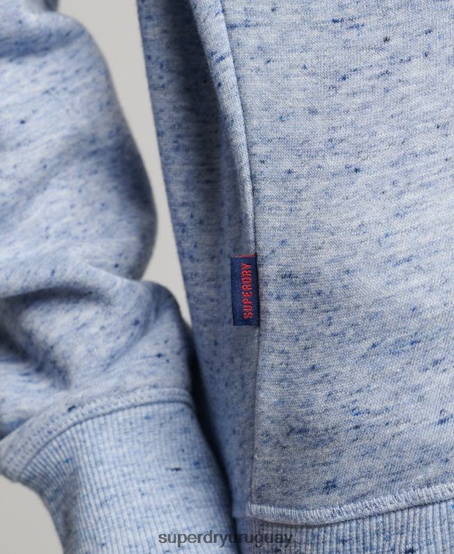 uy Superdry mujer sudadera con cuello tunecino y logo vintage de algodón orgánico azul claro DT2N8Z6711 ropa