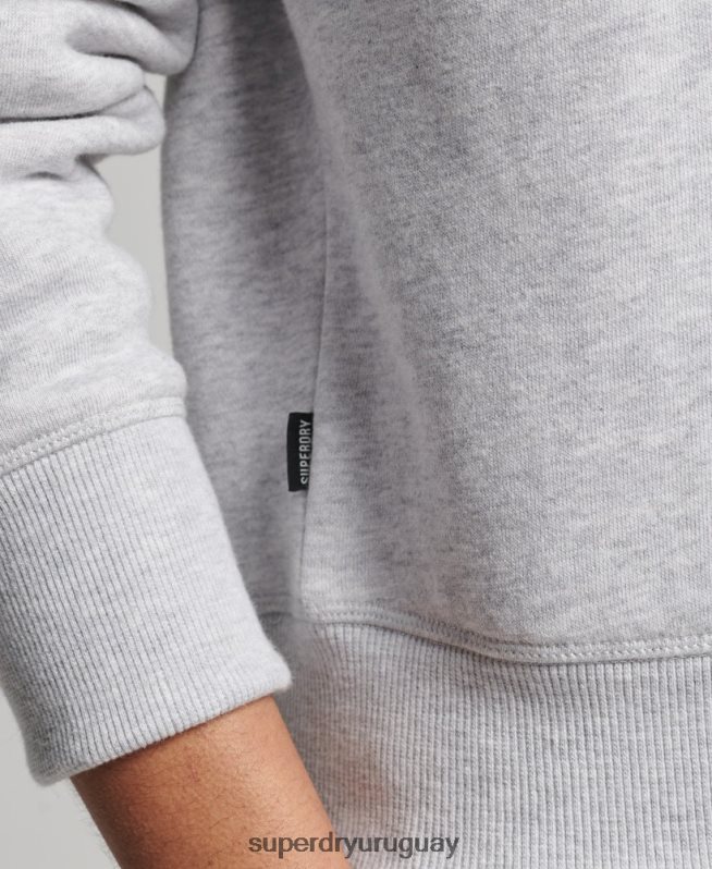 uy Superdry mujer sudadera con cuello tunecino y logo vintage de algodón orgánico gris claro DT2N8Z5883 ropa
