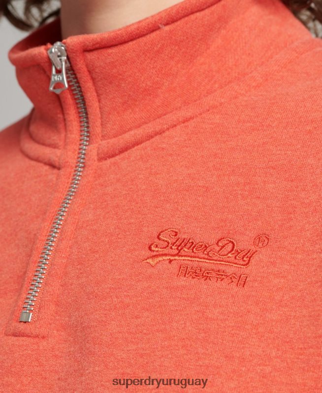 uy Superdry mujer sudadera con cuello tunecino y logo vintage de algodón orgánico naranja DT2N8Z5891 ropa