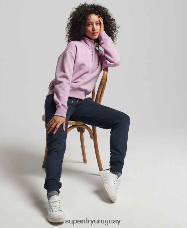 uy Superdry mujer sudadera con cuello tunecino y logo vintage de algodón orgánico púrpura DT2N8Z5926 ropa