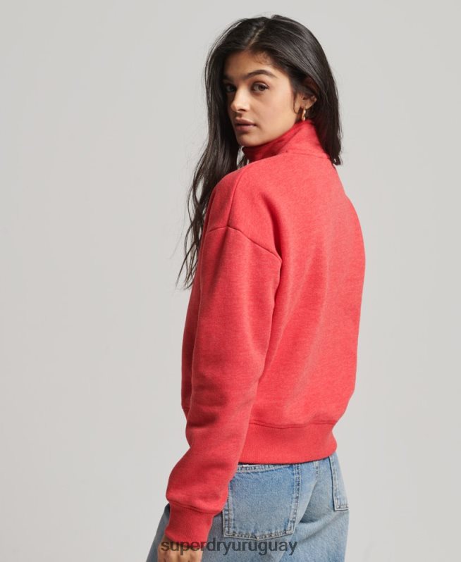 uy Superdry mujer sudadera con cuello tunecino y logo vintage de algodón orgánico rojo DT2N8Z3427 ropa
