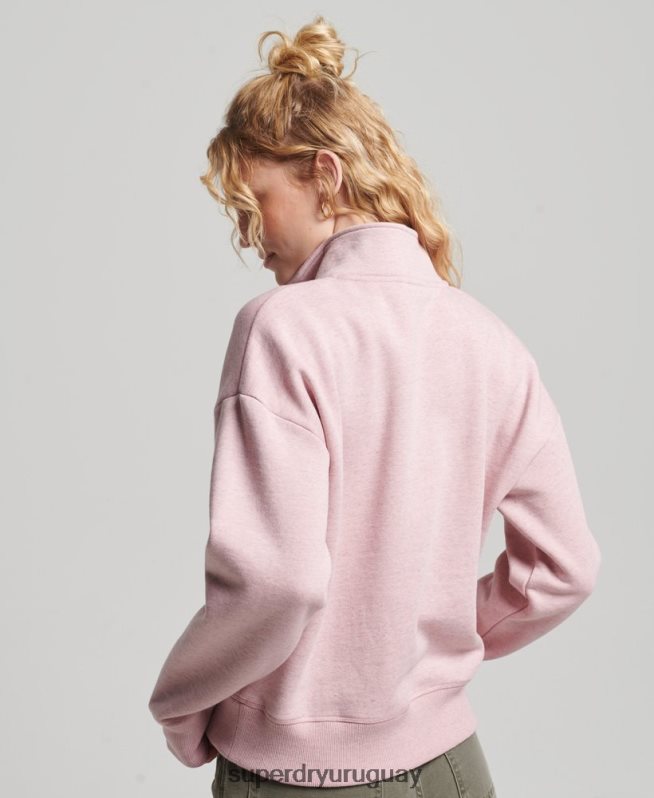 uy Superdry mujer sudadera con cuello tunecino y logo vintage de algodón orgánico rosa DT2N8Z3404 ropa