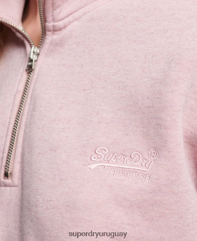 uy Superdry mujer sudadera con cuello tunecino y logo vintage de algodón orgánico rosa DT2N8Z3404 ropa