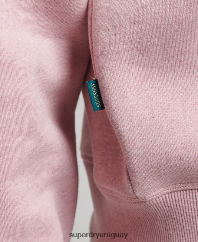 uy Superdry mujer sudadera con cuello tunecino y logo vintage de algodón orgánico rosa DT2N8Z3404 ropa