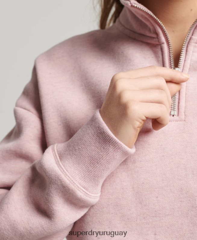 uy Superdry mujer sudadera con cuello tunecino y logo vintage de algodón orgánico rosa DT2N8Z5886 ropa