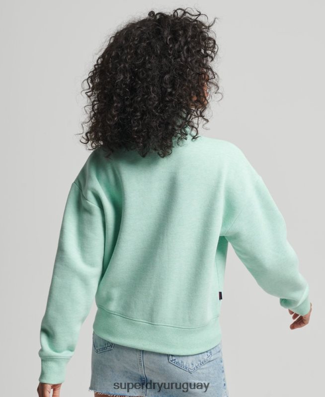 uy Superdry mujer sudadera con cuello tunecino y logo vintage de algodón orgánico verde DT2N8Z5893 ropa