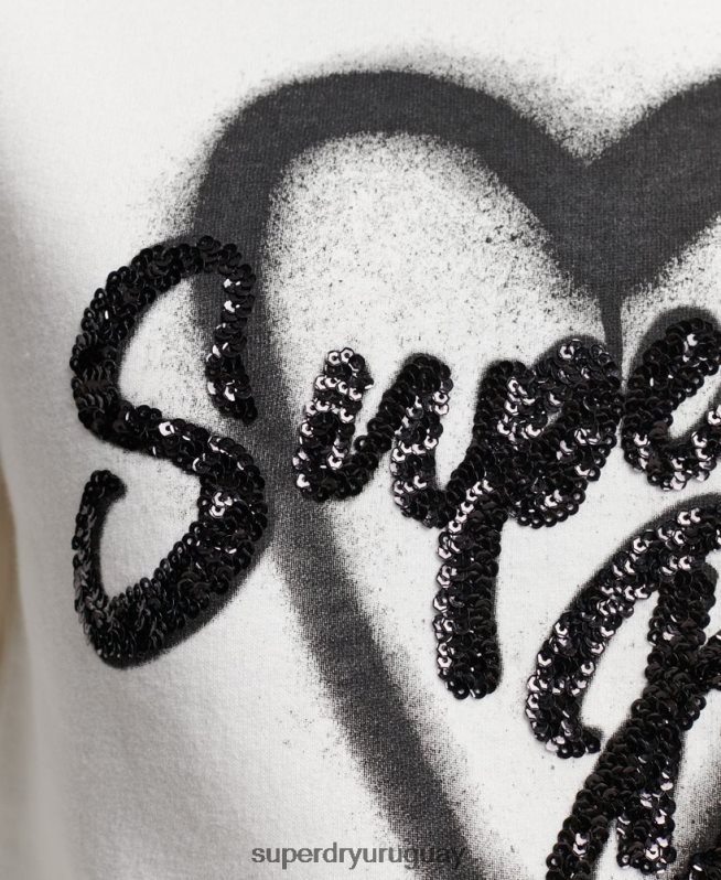 uy Superdry mujer sudadera con detalle de cuello redondo blanco DT2N8Z2263 ropa