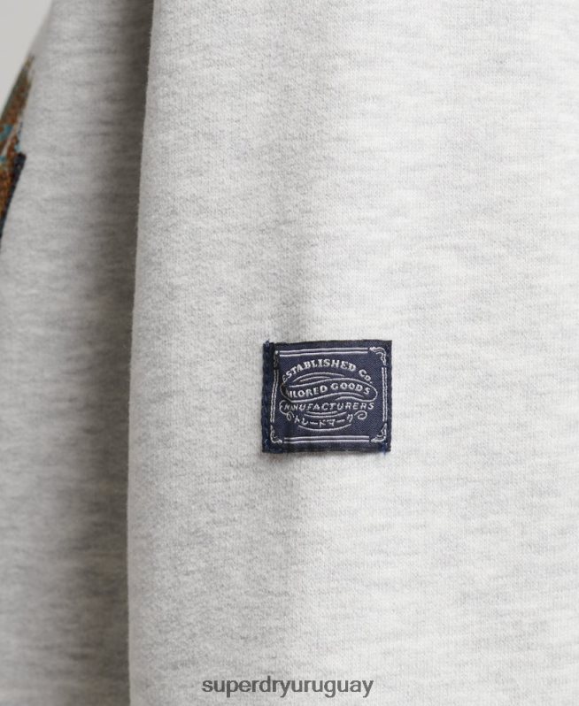 uy Superdry mujer sudadera con detalle de pedrería y logo vintage gris claro DT2N8Z5982 ropa