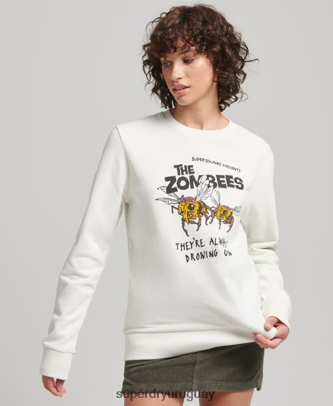 uy Superdry mujer sudadera con equipo b-movie crema DT2N8Z3416 ropa