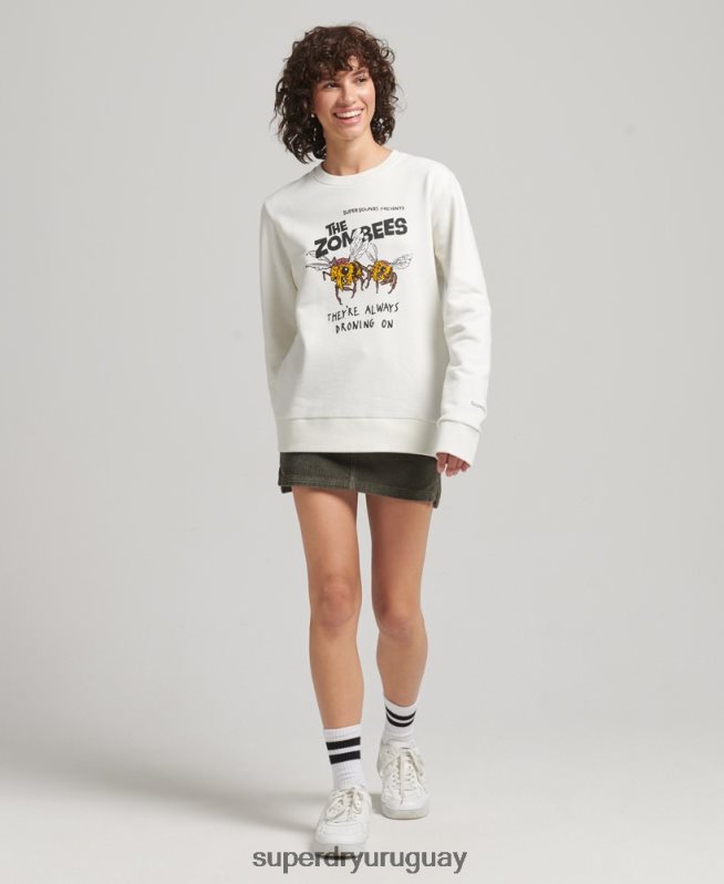 uy Superdry mujer sudadera con equipo b-movie crema DT2N8Z3416 ropa