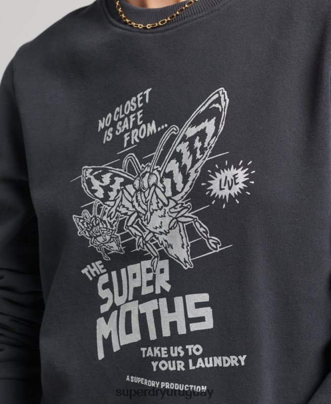 uy Superdry mujer sudadera con equipo b-movie gris oscuro DT2N8Z5829 ropa