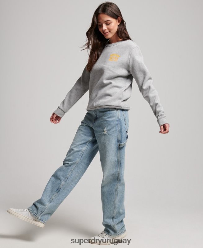 uy Superdry mujer sudadera con equipo de atletismo gris DT2N8Z3457 ropa