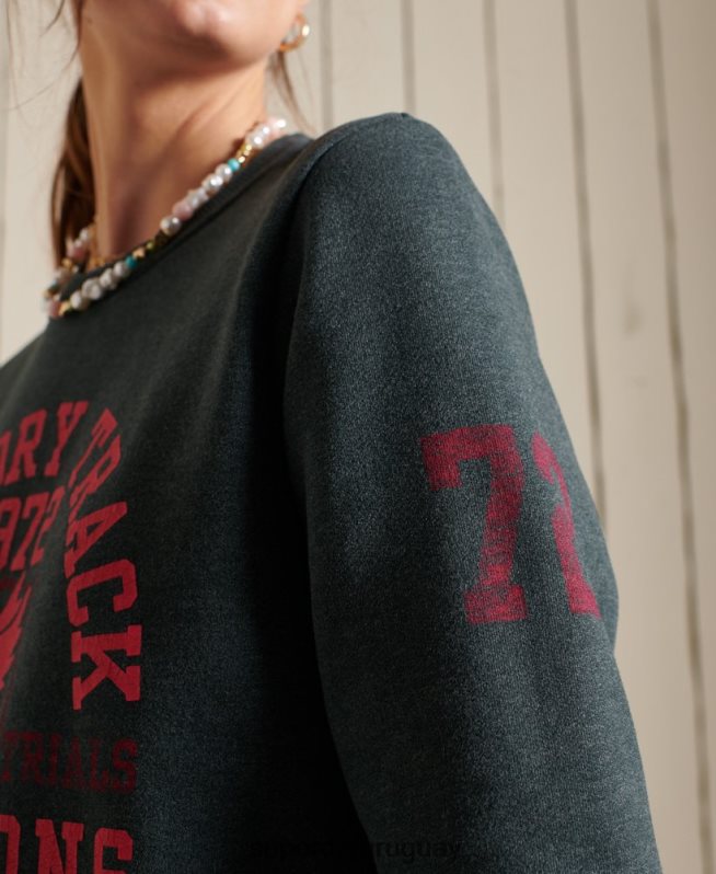 uy Superdry mujer sudadera con equipo de atletismo verde DT2N8Z6107 ropa