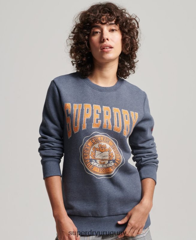 uy Superdry mujer sudadera con equipo de franquicia vintage azul DT2N8Z2227 ropa
