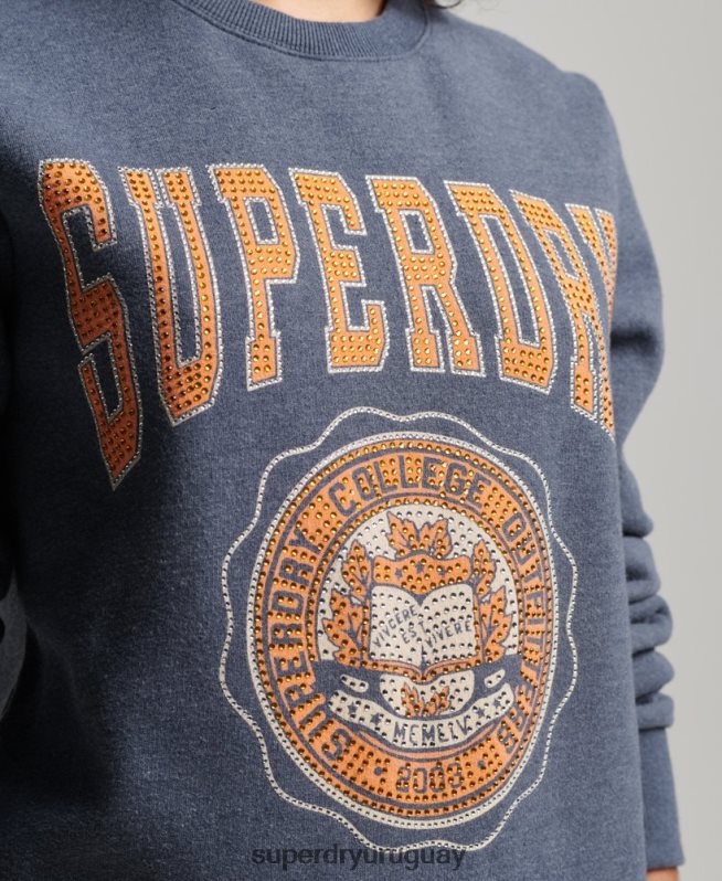 uy Superdry mujer sudadera con equipo de franquicia vintage azul DT2N8Z2227 ropa