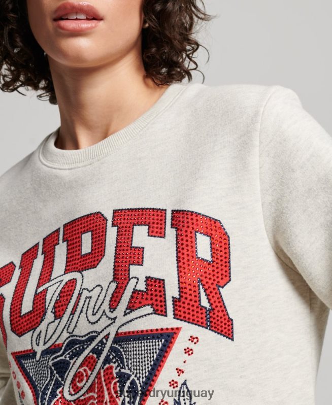 uy Superdry mujer sudadera con equipo de franquicia vintage crema DT2N8Z2228 ropa