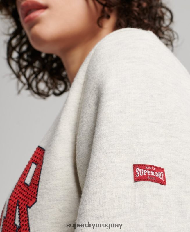 uy Superdry mujer sudadera con equipo de franquicia vintage crema DT2N8Z2228 ropa