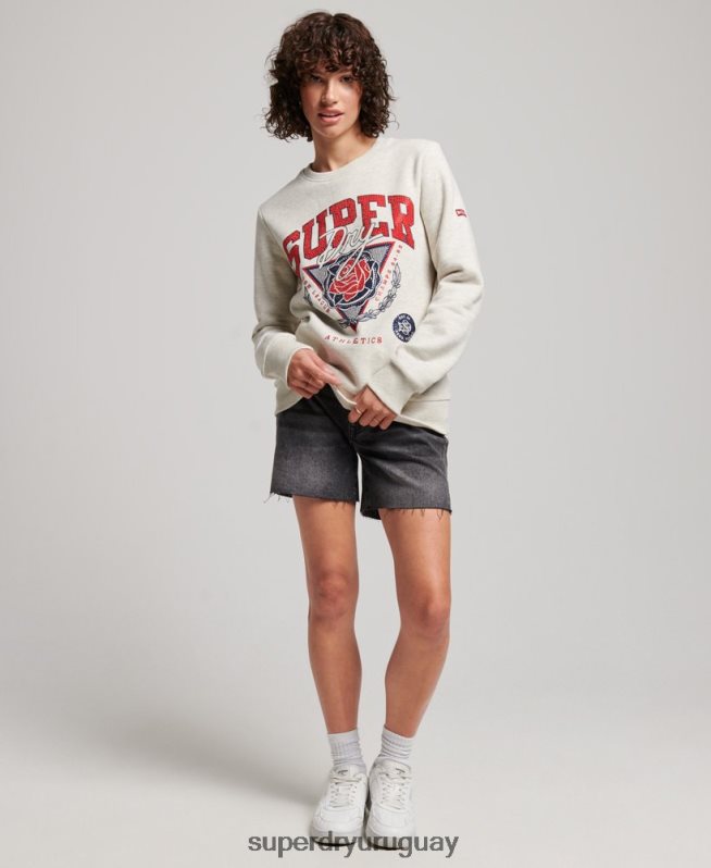 uy Superdry mujer sudadera con equipo de franquicia vintage crema DT2N8Z2228 ropa