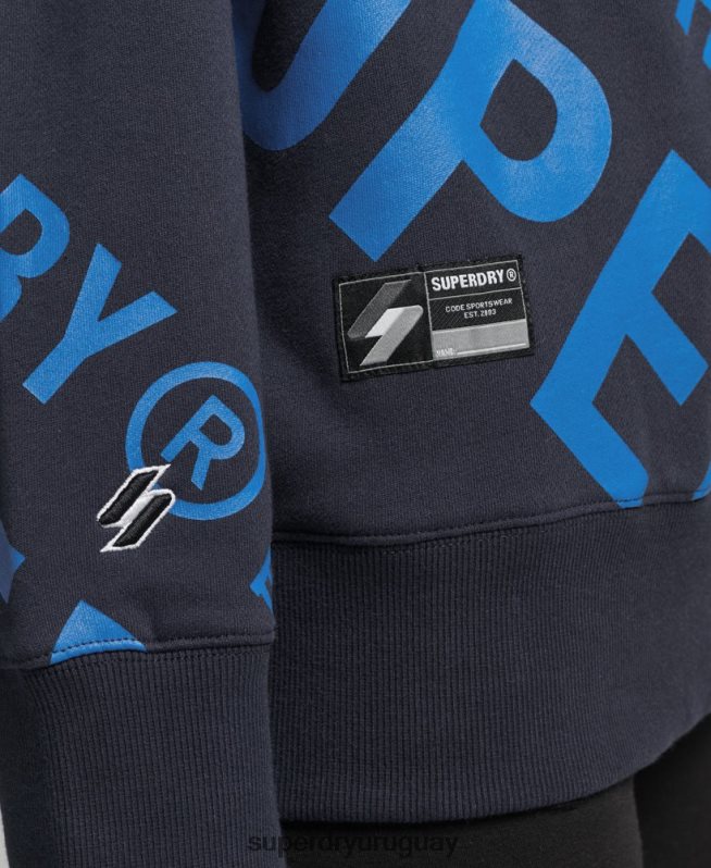 uy Superdry mujer sudadera con estampado de logo central en toda la prenda Armada DT2N8Z5887 ropa