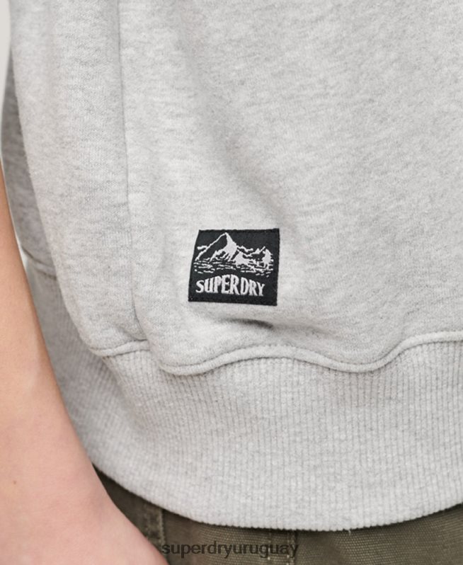 uy Superdry mujer sudadera con estampado de recuerdo de viaje gris claro DT2N8Z3277 ropa