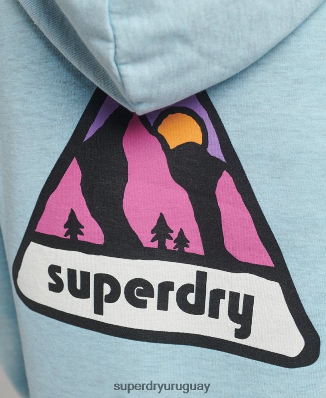 uy Superdry mujer sudadera con gráfico de terreno de los 90 azul claro DT2N8Z5907 ropa