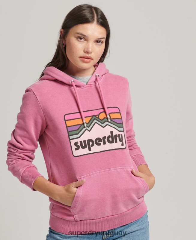 uy Superdry mujer sudadera con gráfico de terreno de los 90 rosa DT2N8Z5749 ropa