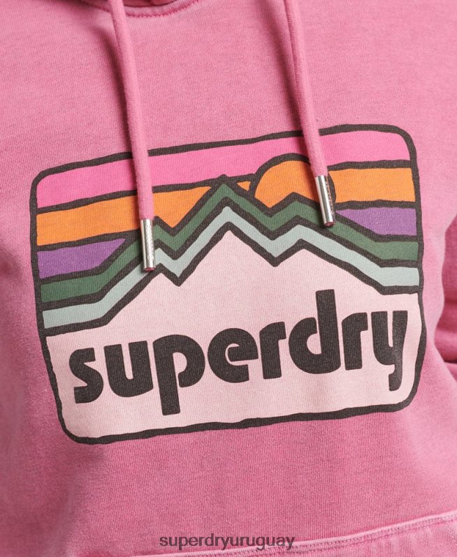 uy Superdry mujer sudadera con gráfico de terreno de los 90 rosa DT2N8Z5749 ropa