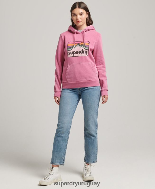 uy Superdry mujer sudadera con gráfico de terreno de los 90 rosa DT2N8Z5749 ropa