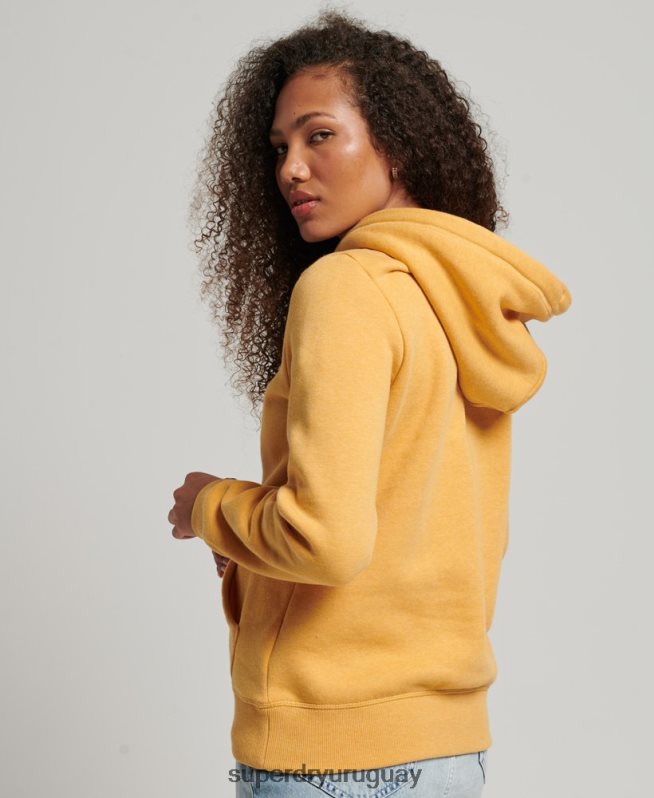 uy Superdry mujer sudadera con logo bordado amarillo DT2N8Z3344 ropa