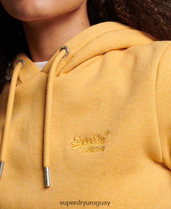 uy Superdry mujer sudadera con logo bordado amarillo DT2N8Z3344 ropa
