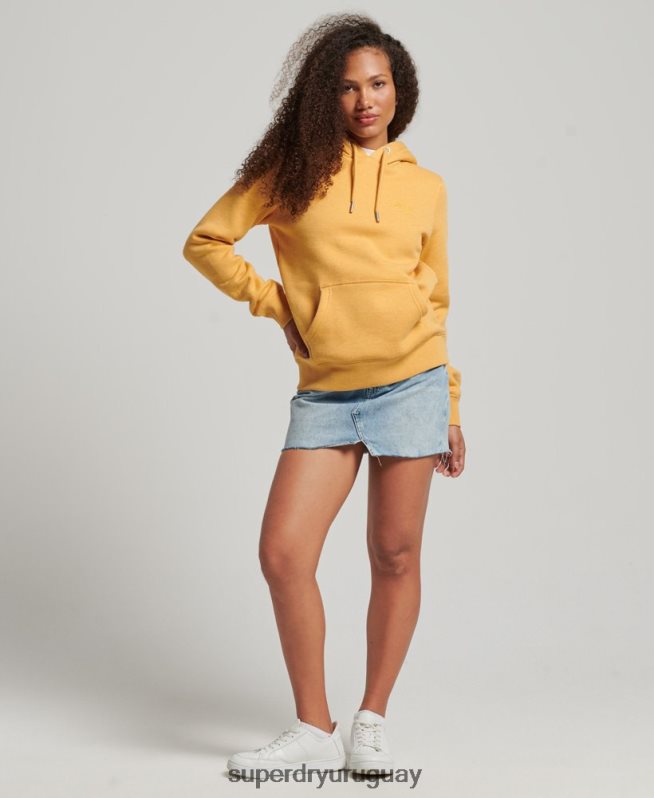 uy Superdry mujer sudadera con logo bordado amarillo DT2N8Z3344 ropa