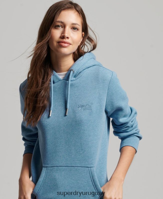 uy Superdry mujer sudadera con logo bordado azul DT2N8Z2194 ropa