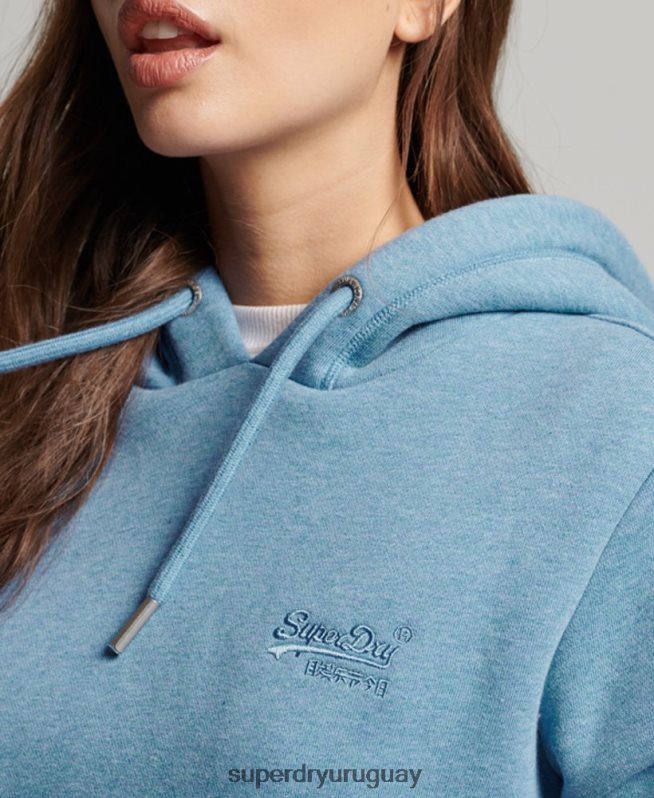 uy Superdry mujer sudadera con logo bordado azul DT2N8Z2194 ropa