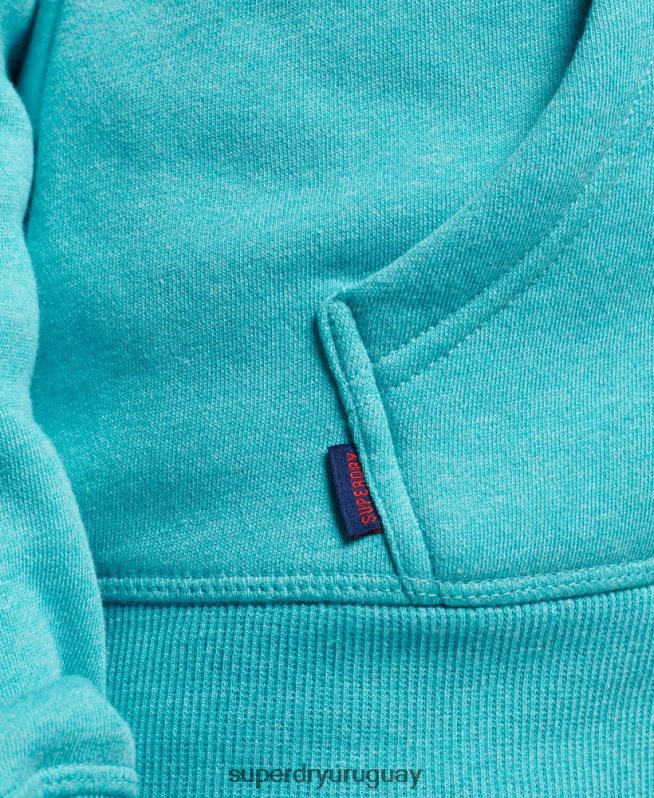 uy Superdry mujer sudadera con logo bordado azul claro DT2N8Z3437 ropa