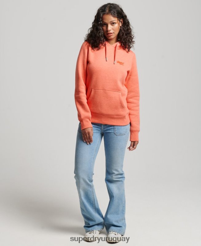 uy Superdry mujer sudadera con logo bordado coral DT2N8Z3358 ropa