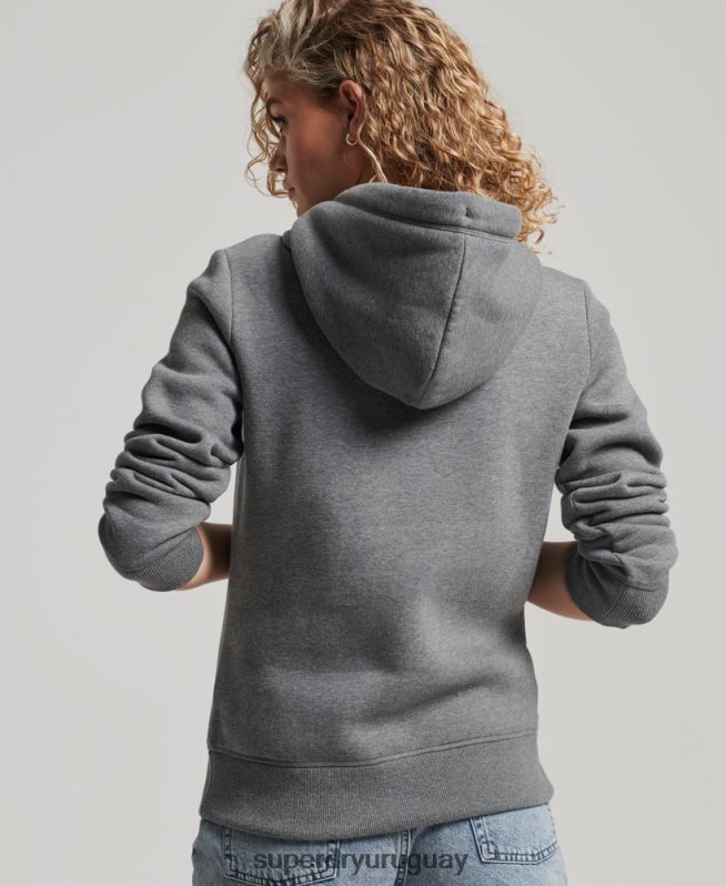 uy Superdry mujer sudadera con logo bordado gris DT2N8Z2151 ropa
