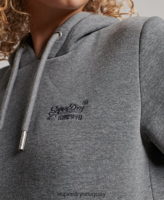 uy Superdry mujer sudadera con logo bordado gris DT2N8Z2151 ropa
