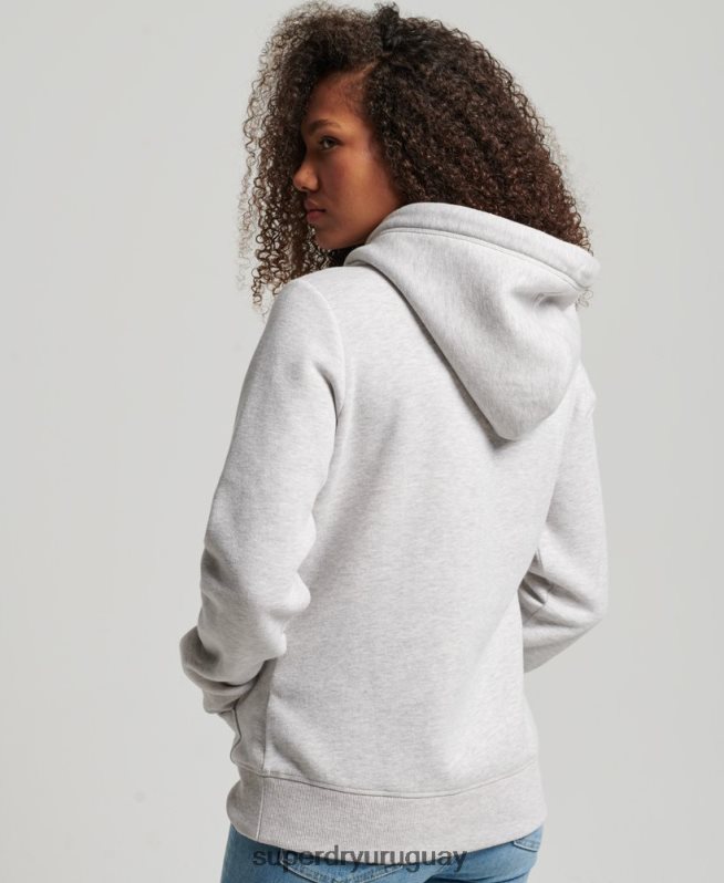 uy Superdry mujer sudadera con logo bordado gris claro DT2N8Z3320 ropa