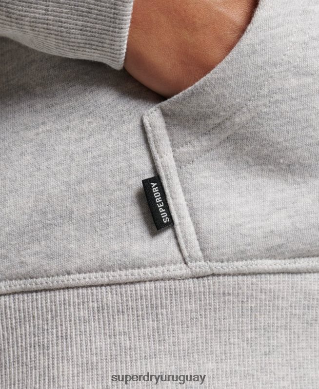 uy Superdry mujer sudadera con logo bordado gris claro DT2N8Z3320 ropa