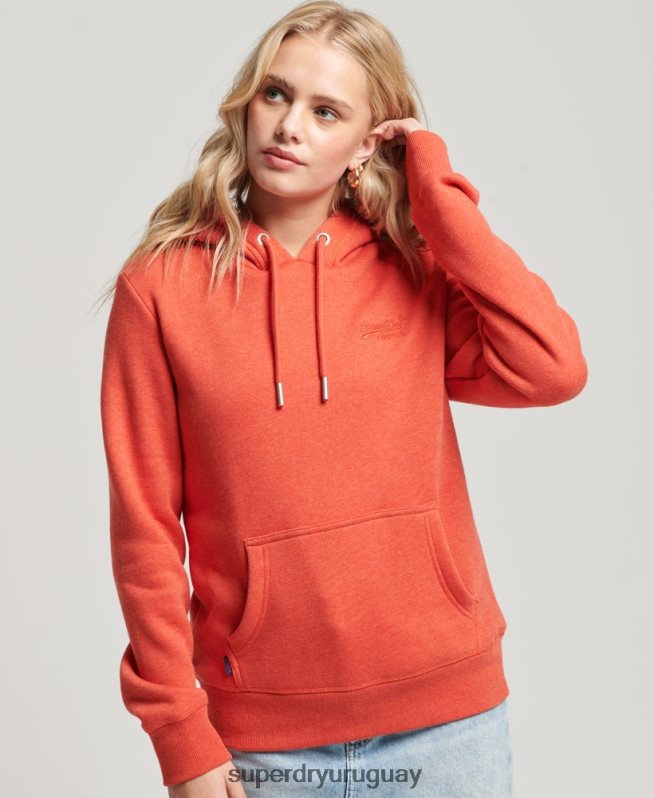 uy Superdry mujer sudadera con logo bordado naranja DT2N8Z3371 ropa