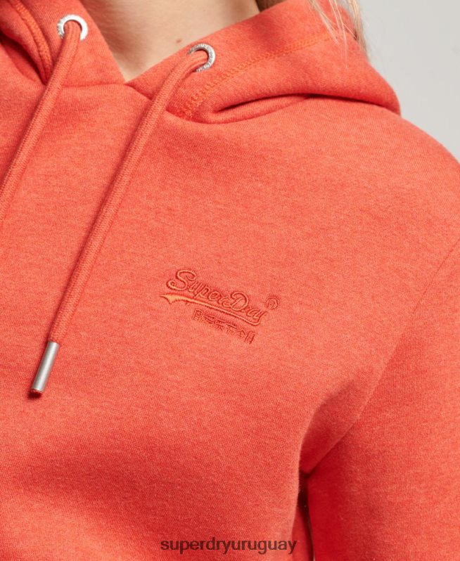 uy Superdry mujer sudadera con logo bordado naranja DT2N8Z3371 ropa