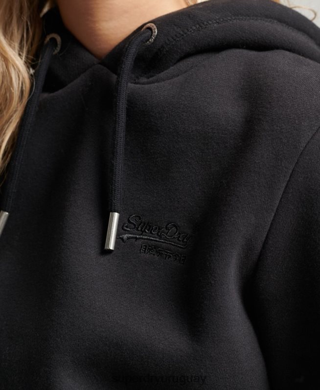 uy Superdry mujer sudadera con logo bordado negro DT2N8Z2321 ropa