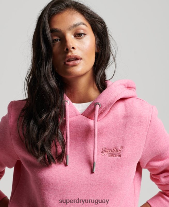 uy Superdry mujer sudadera con logo bordado rosa DT2N8Z3312 ropa
