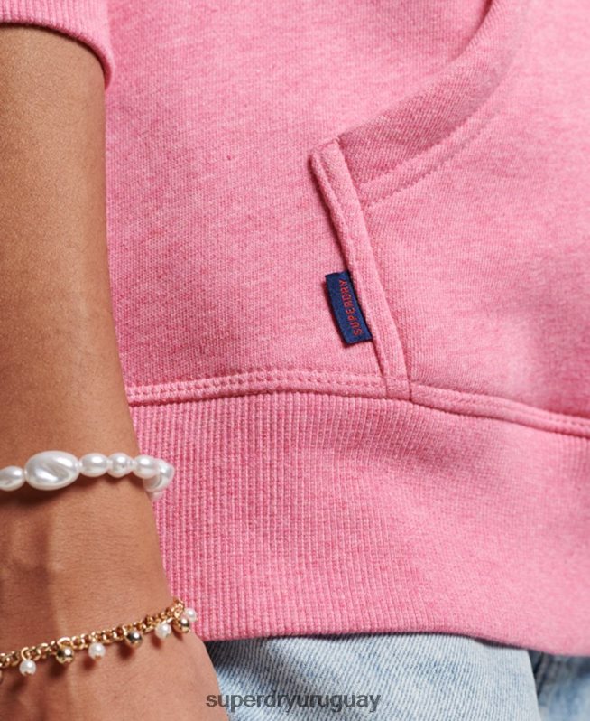 uy Superdry mujer sudadera con logo bordado rosa DT2N8Z3312 ropa