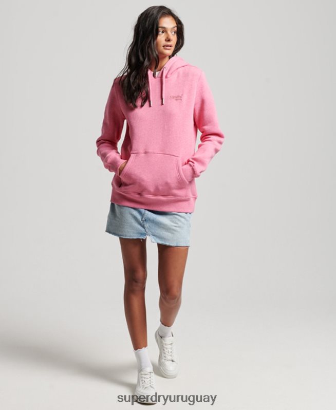 uy Superdry mujer sudadera con logo bordado rosa DT2N8Z3312 ropa